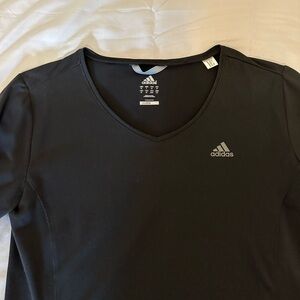 Women's Adidas CLIMALITE Long Sleeve TENNIS Golf RUNNING Warmup SHIRT Black. L